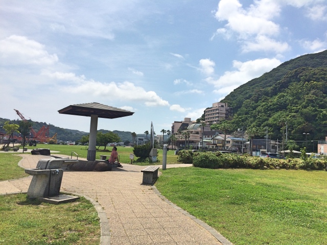 伊豆下田 まどが浜海遊公園 下田の港を一望できるスポット 坂本龍馬の銅像 24時間足湯も楽しめます 16年6月伊豆旅行記 8